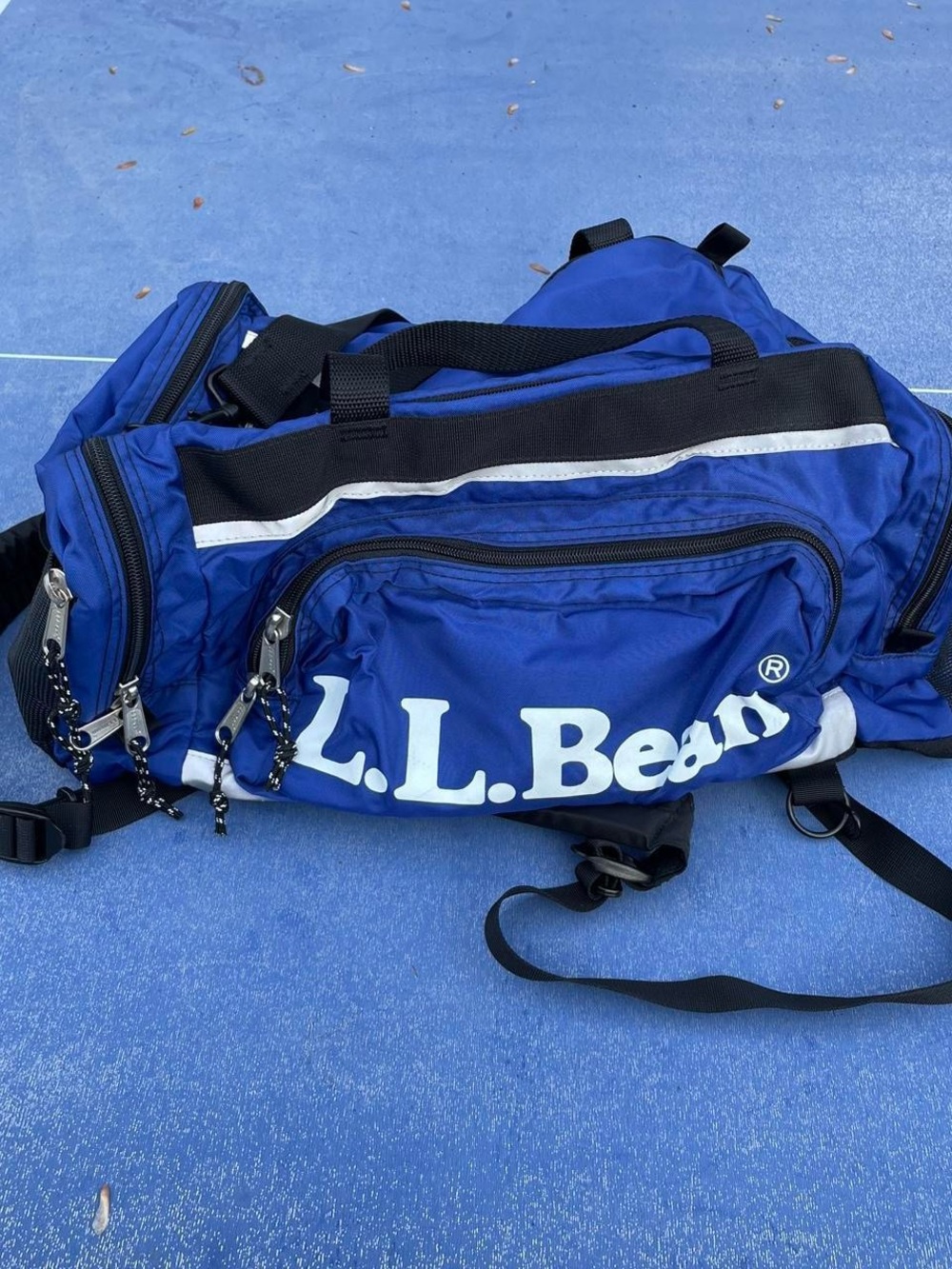 L.L. Bean Royal Blue Duffel with White Logo and Black Trim